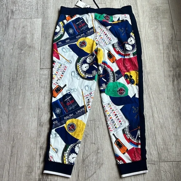 Polo Ralph Lauren Oceans Challenge 12m‎ Yacht Nautical Collage Pants Jogger M